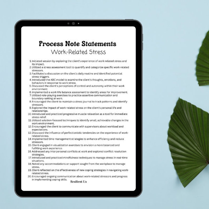 Therapy Process Note Statements-presenting Problems, Therapy Progress ...