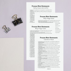 Therapy Process Note Statements-presenting Problems, Therapy Progress ...