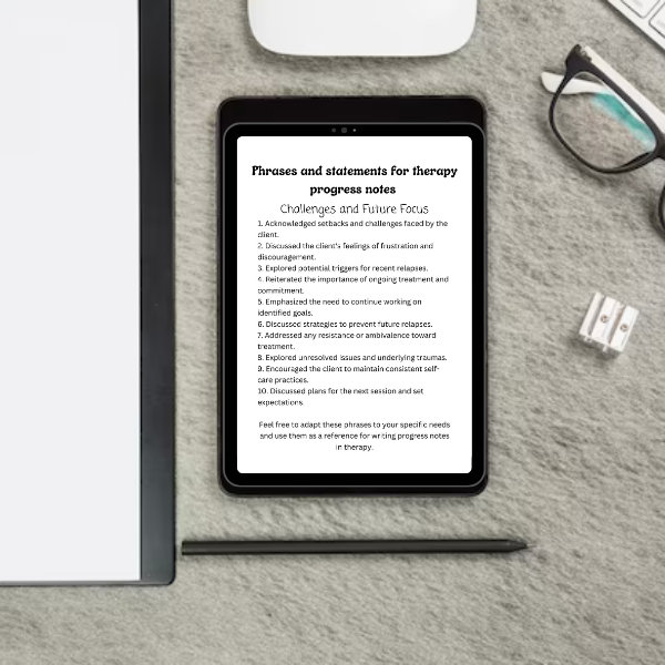 Therapy Progress Note Phrases – 500+ Clinical Verbiage for Counseling ...