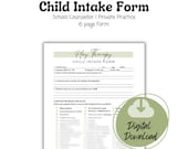 Child Play Therapy Intake Form Template – PDF for Therapists & Counselors – Instant Download