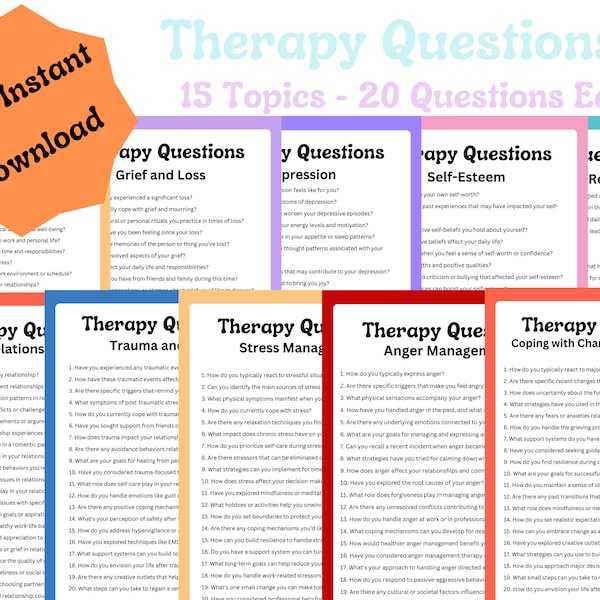 Therapy Questions, Counseling Session Questions, Open-ended Conversation Starters, Therapy Cheat Sheet