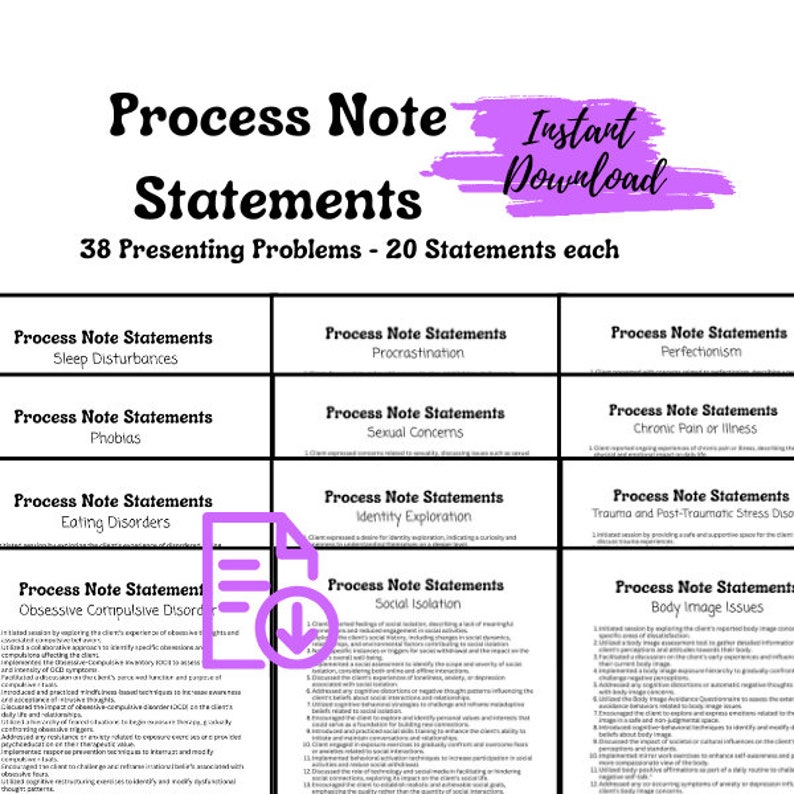 Therapy Process Note Statementspresenting Problems, Therapy Progress Therapy Process Note Statementspresenting Problems, Therapy Progress