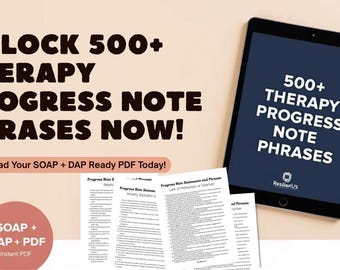Therapy Progress Note Phrases – 500+ Clinical Verbiage for Counseling, SOAP & DAP Ready PDF