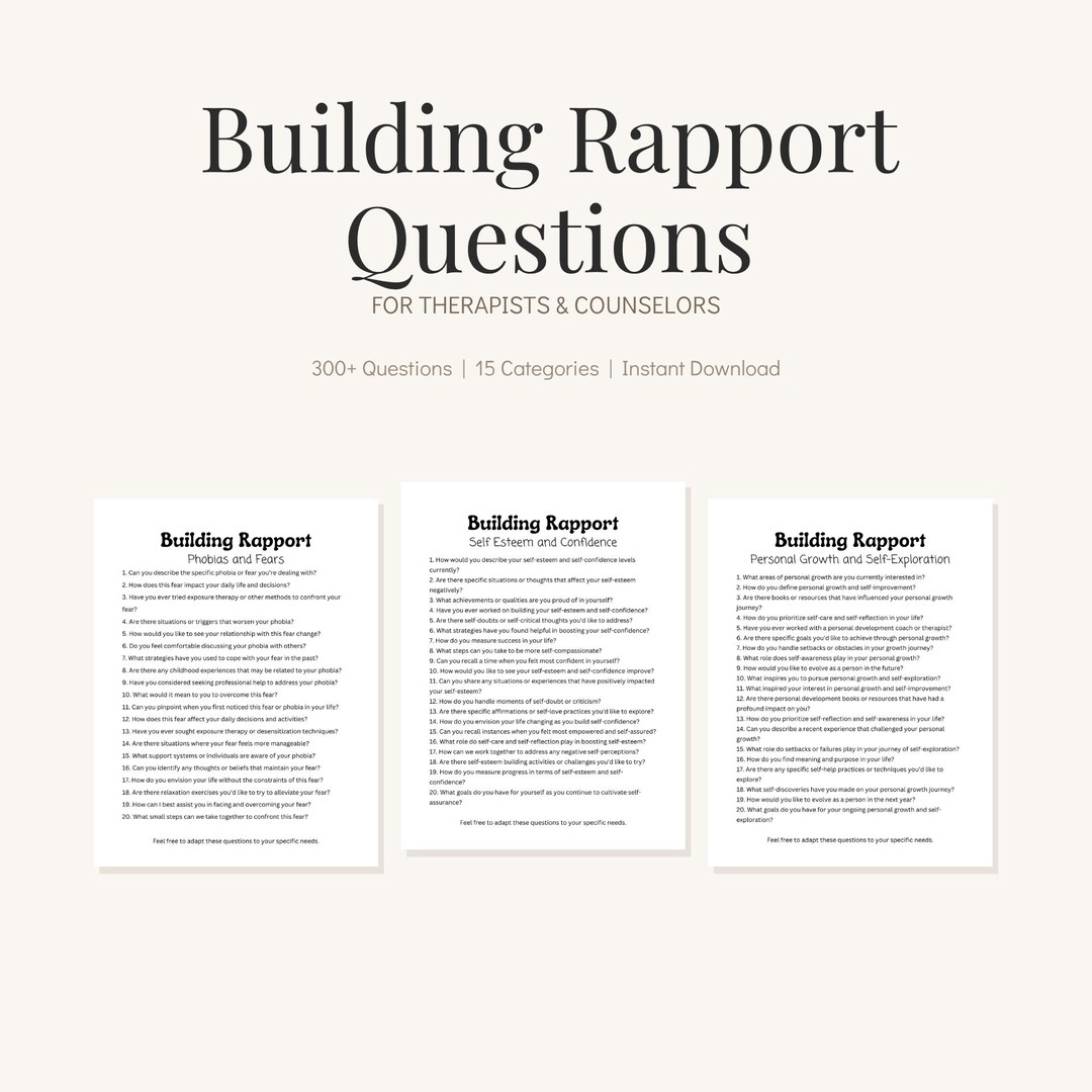 Therapist Client Rapport Questions: Counseling Cheat Sheet (PDF ...