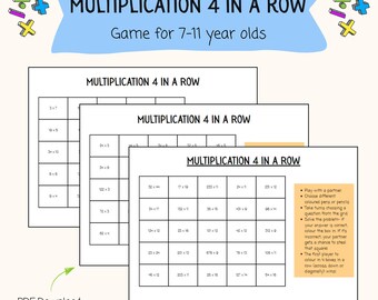 Multiplication 4 in a Row Game | KS2 Maths Revision Activity | Times Tables Printable | Differentiated Multiplication Game | Home Ed