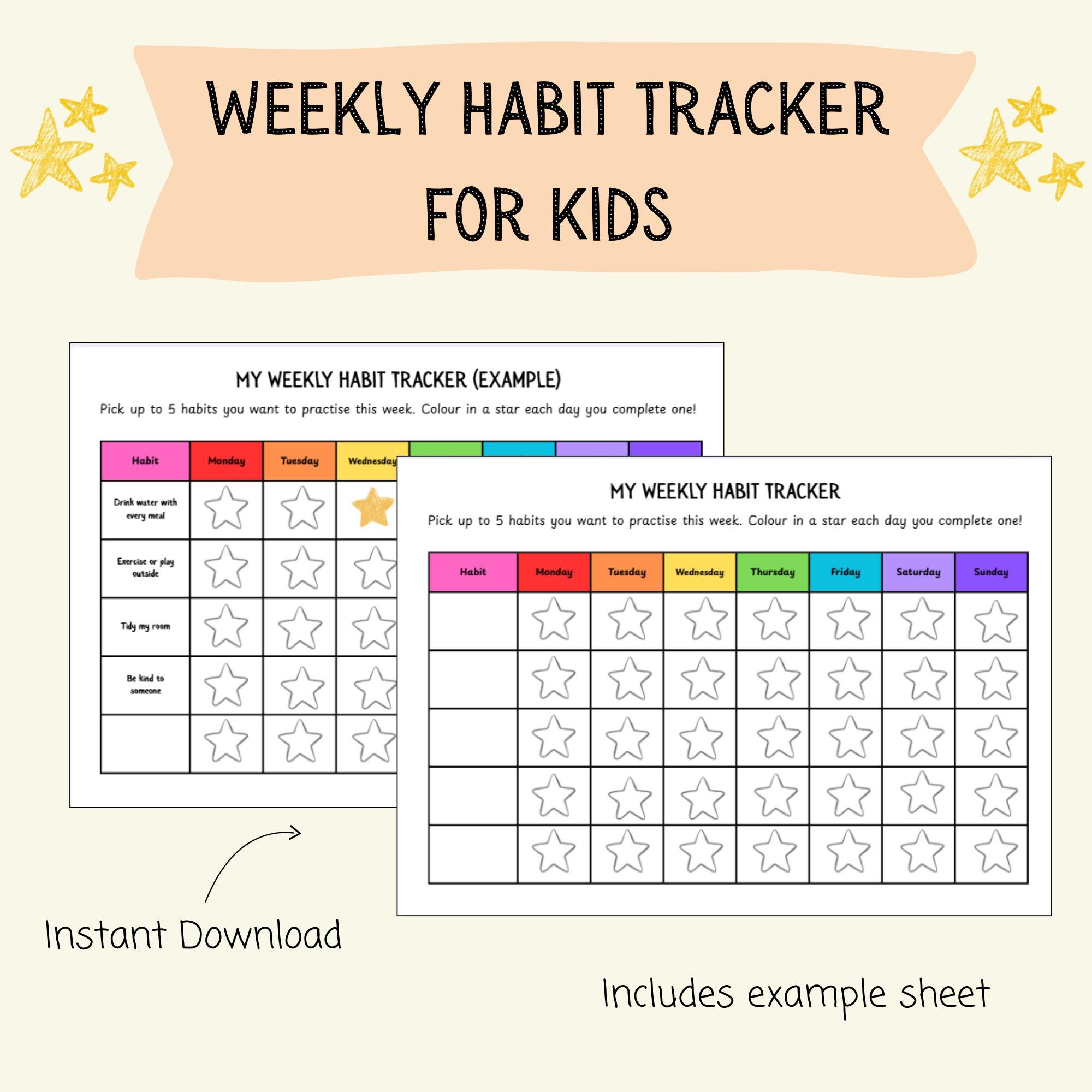 Printable Habit Tracker for Kids | Weekly Responsibility Chart Ages 7 ...