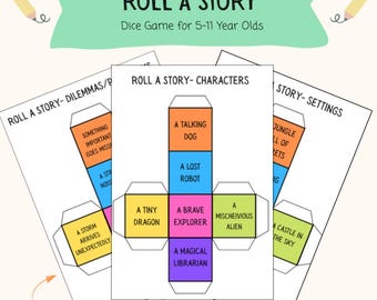 Roll a Story Starter Würfelspiel | Kreative Schreibanregungen für Kinder | Lustige Alphabetisierungsaktivität für die Homeschool oder das Klassenzimmer