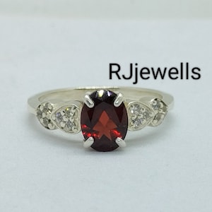 Oval Natural Garnet Ring, Engagement Ring, 925 Sterling Silver, Wedding & Bridal Ring, Vintage Ring, January Birthstone Ring, Gift For Her