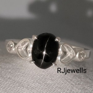 Schwarzer Stern Siegelring, Schwarzer Stern Steinring, Schwarzer Stern Diopsid Ring, Schwarzer Stern Saphir Ring, Schwarzer Stern Ring für Frauen Ring, Versprechen