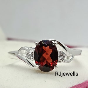 Natural Garnet Ring, Engagement Ring Garnet, 925 Sterling Silver Garnet Ring, January Birthstone, Vintage Garnet Ring, Red Garnet Jewelry