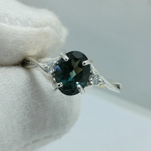 Vintage Ring, Engagement London Blue Topaz Ring, Birthstones Ring, London Blue Topaz Gems Ring, Oval Cut London BT Ring, Natural London BT