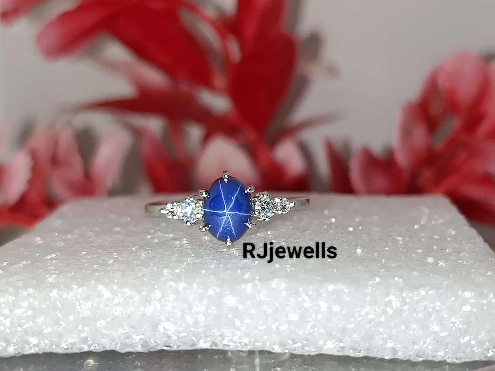 Vintage Blue Star Sapphire Silver Ring, 14K Gold Lab Star Ring, Blue ...