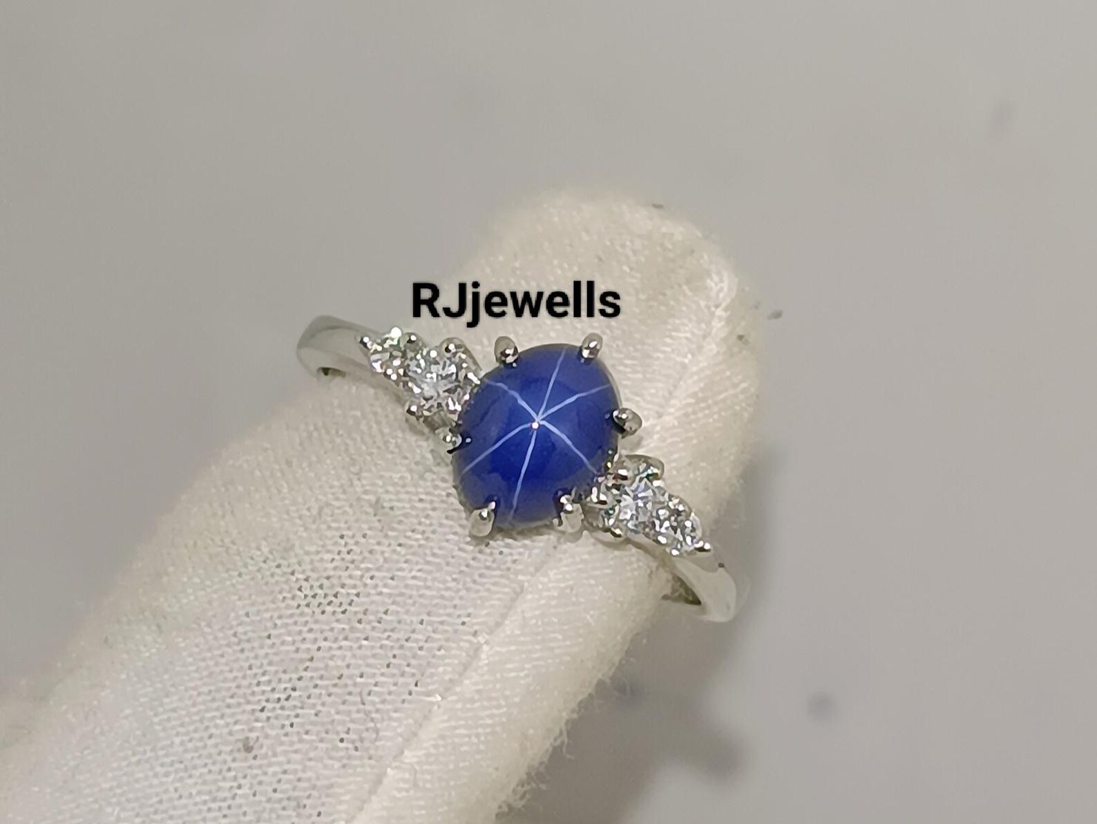 Vintage Blue Star Sapphire Silver Ring, 14K Gold Lab Star Ring, Blue ...