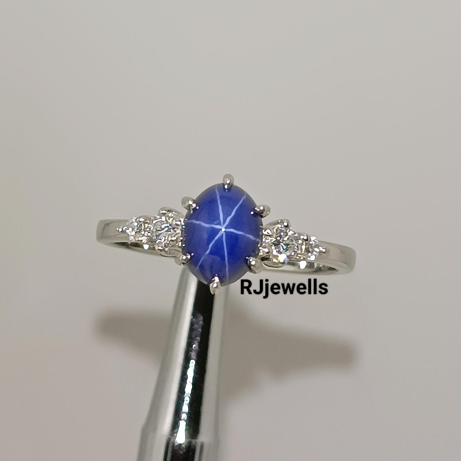 Vintage Blue Star Sapphire Silver Ring, 14K Gold Lab Star Ring, Blue ...
