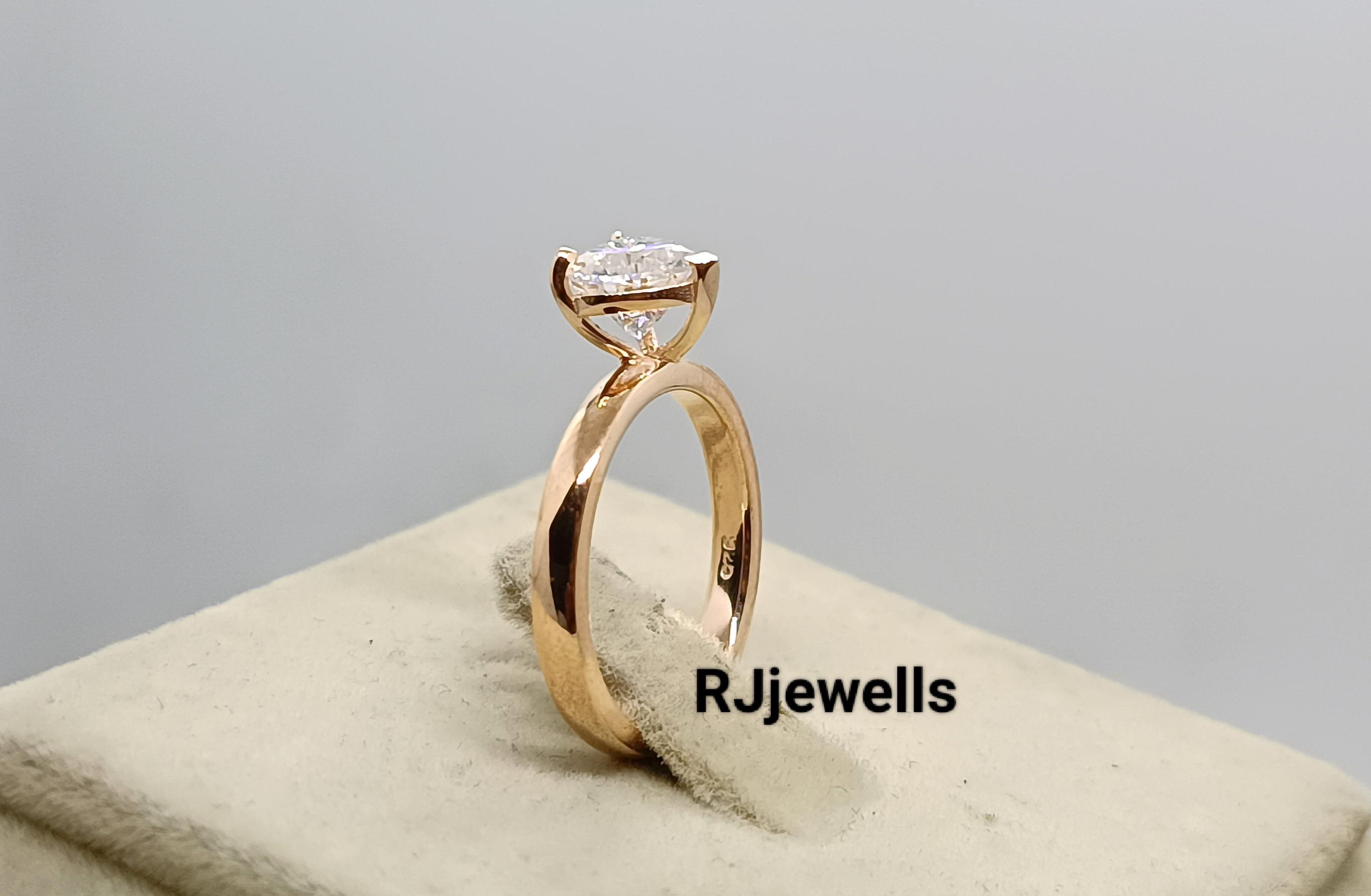 Bague de fiançailles en moissanite en forme de coeur en or rose 14