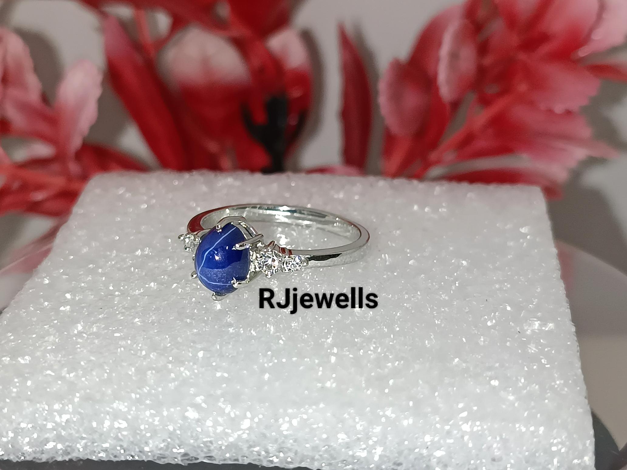 Vintage Blue Star Sapphire Silver Ring, 14K Gold Lab Star Ring, Blue ...