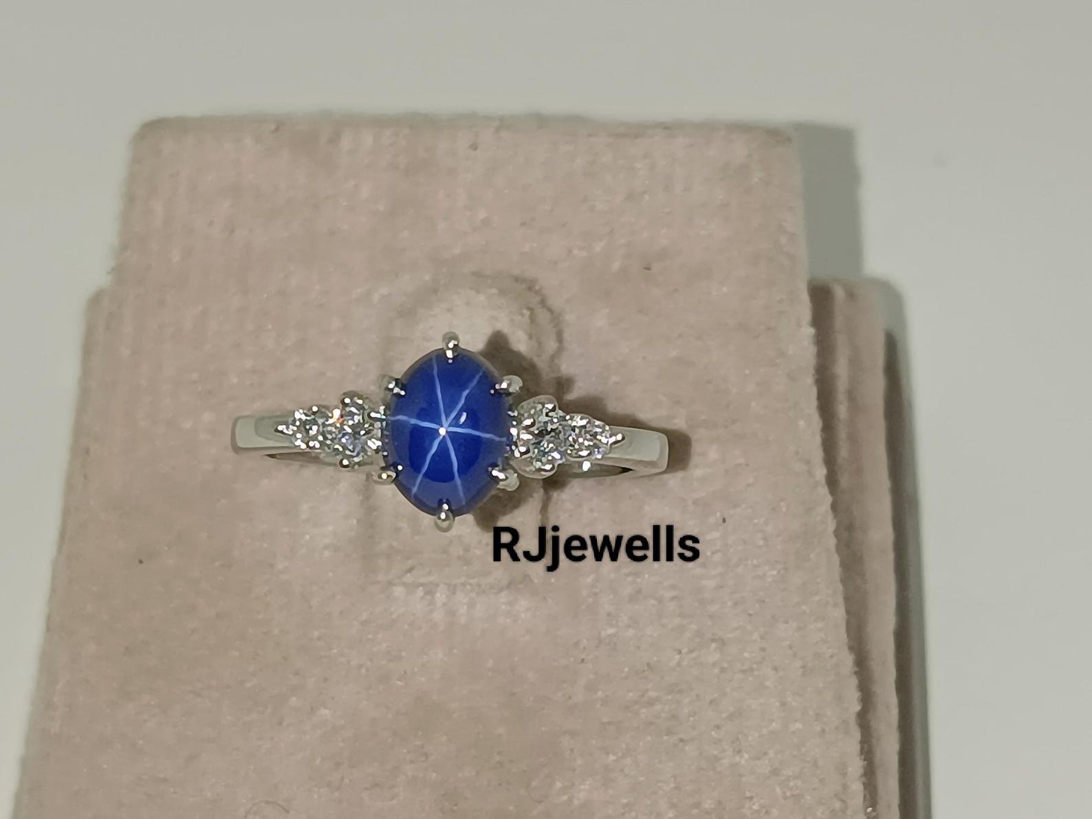 Vintage Blue Star Sapphire Silver Ring, 14K Gold Lab Star Ring, Blue ...