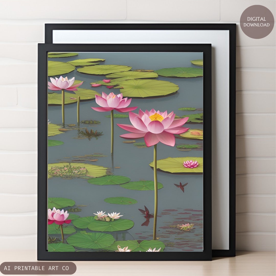 Lotus Flower Wall Art Lotus Flowers Home Decor Zen Art Gift Etsy