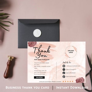 Thank You Card | Small Business Package Insert | Thank You for Your Order Template | Canva Editable Card | Editable Thank You