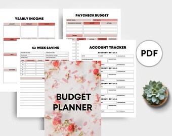 Afdrukbare budgetplanner: wekelijkse en maandelijkse financiële tracker (pdf, A4-brief)