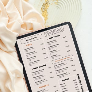 Mall för restaurangmeny: Redigerbar matmeny, utskrivbar Canvas-design (PDF)