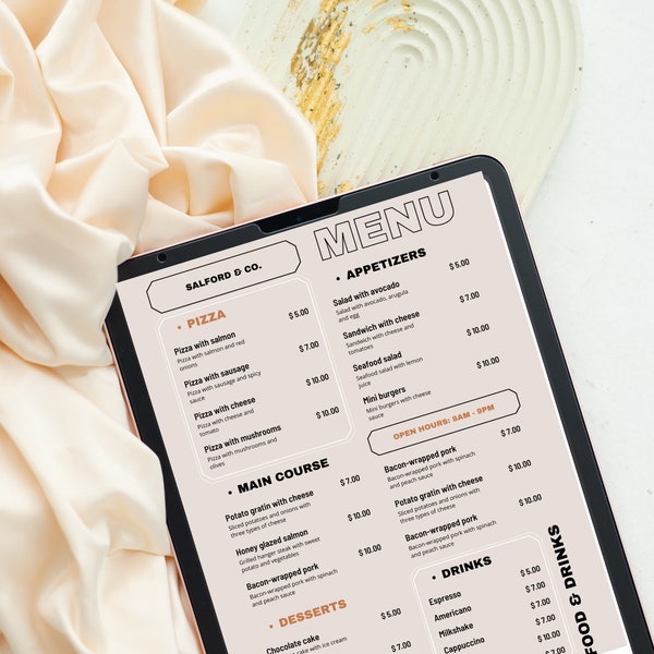 Food Menu Template | Restaurant Editable Menu | PDF Instant Download | Food Canva Editable Menu | l Food Menu Canva Template Printable