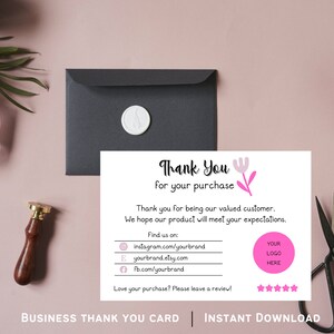 Thank You Card | Small Business Package Insert | Thank You for Your Order Template | Canva Editable Card | Editable Thank You