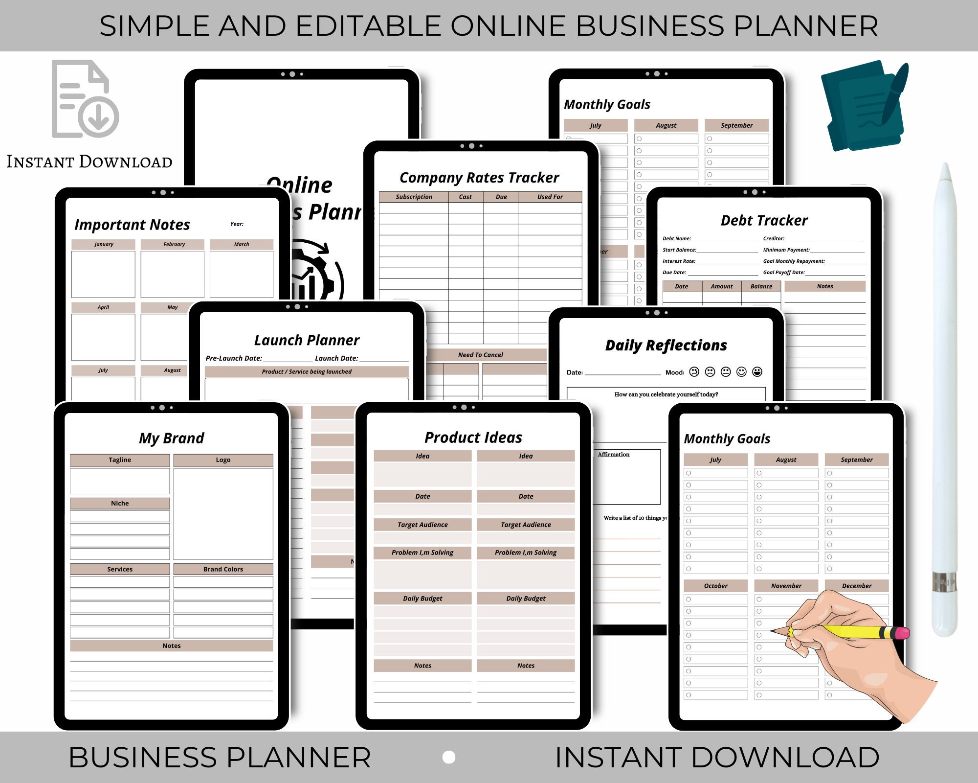 Business Planner Printable | Business Planner PDF | Business Planning ...