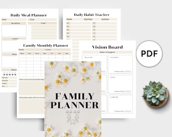 Calendrier modifiable de l'agenda familial : agenda quotidien (téléchargement numérique)