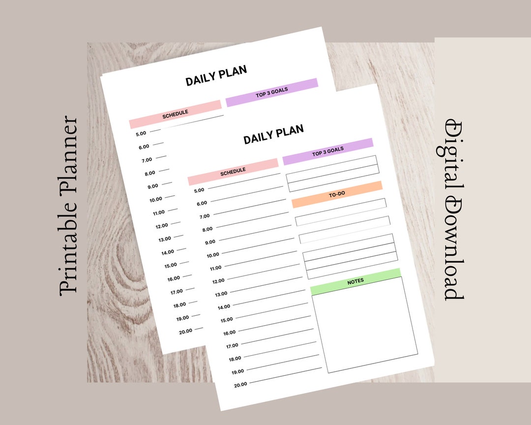 Daily Schedule Planner: Printable Productivity Planner (PDF) - Etsy