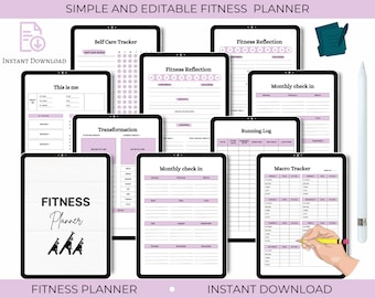 Niedatowany cyfrowy planer fitness: śledzenie treningu (plik PDF do druku)