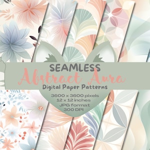 Soft Pastel Abstract Aura Flower Simple Digital Seamless Paper Pattern Pack