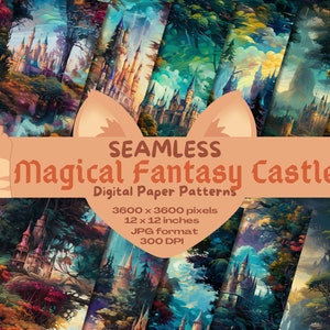 Magical Fantasy Castles Digital Seamless Paper Pattern Pack