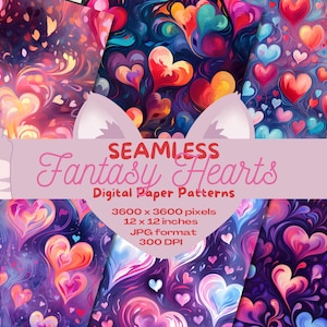 Pakket Fantasy Valentine Special Hearts digitaal naadloos papieren patroon
