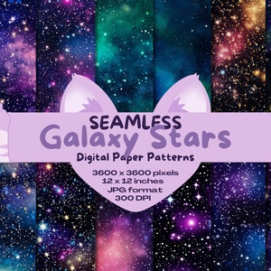 Pakket Galaxy Stars Sparkles digitaal naadloos papieren patroon