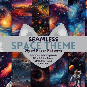 Space Theme Galaxy Stars Sparkles Digital Seamless Paper Pattern Pack
