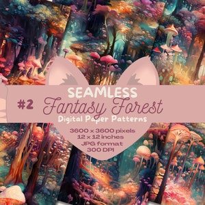 Magical Fantasy Forest #2 Digital Seamless Paper Pattern Pack