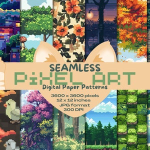 Cute Pixel Art Game Digital Seamless Paper Pattern Pack