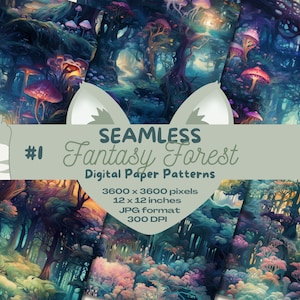 Magical Fantasy Forest #1 Digital Seamless Paper Pattern Pack