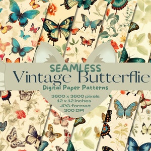 Vintage Butterflies Digital Seamless Paper Pattern Pack - Etsy