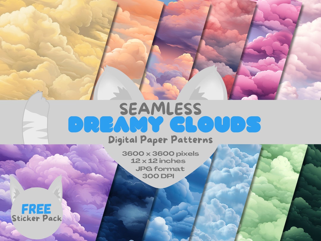 Aesthetic Dreamy Clouds Digital Seamless Paper Pattern Pack - Etsy