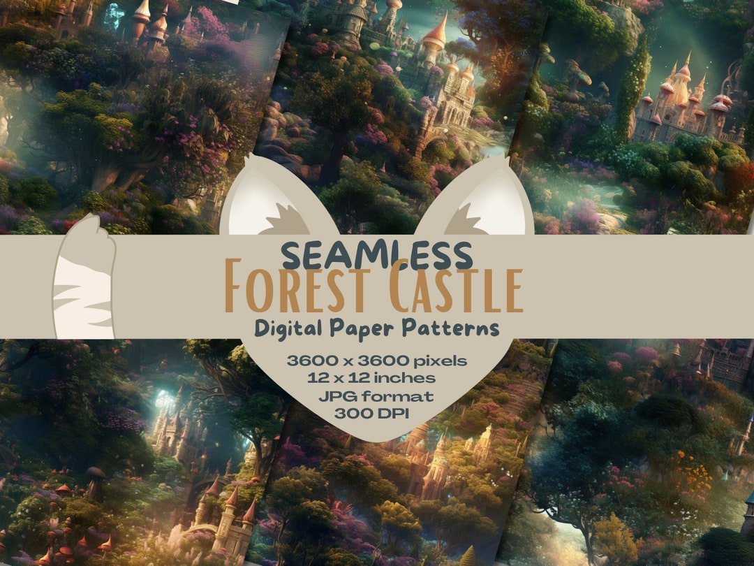 Fantasy Forest Castles Digital Seamless Paper Pattern Pack - Etsy