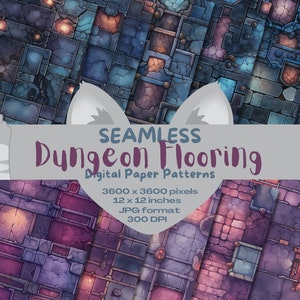 Pacote de padrões de papel digital sem emendas para pisos Fantasy Dungeon