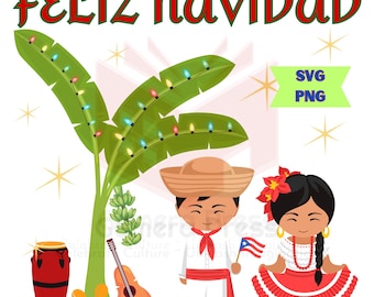 Puerto Rico Christmas Navidad Boricua Jibaro SVG PNG Feliz Navidad - Digital Download