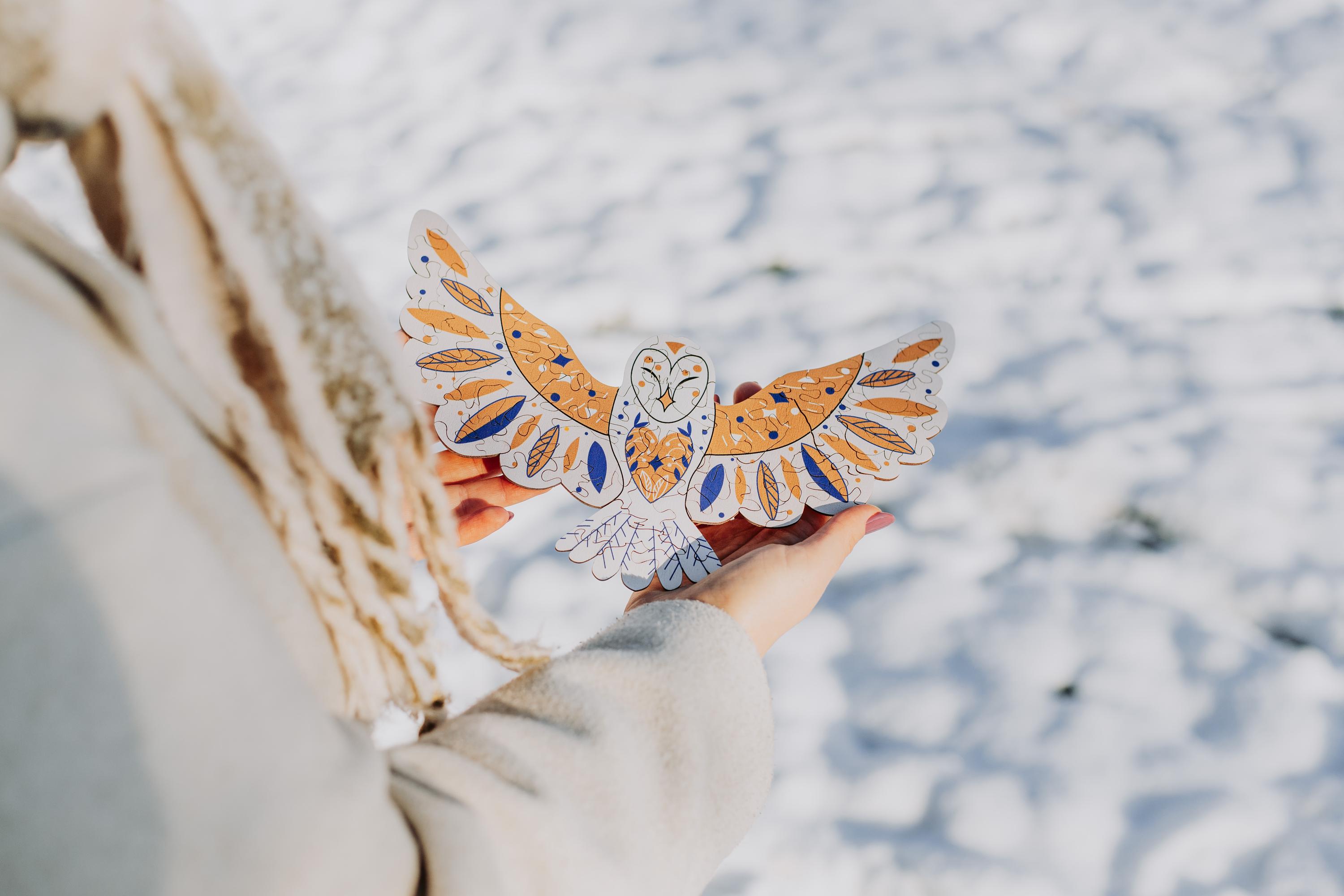 Scandi Owl Wooden Puzzle - Nordic Animal Jigsaw - Handmade Nature Toy - Montessori Toy - Scandinavia