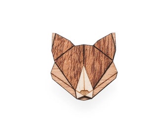 BeWooden brooch made of wood - animal motif - fox - "Fox Brooch"