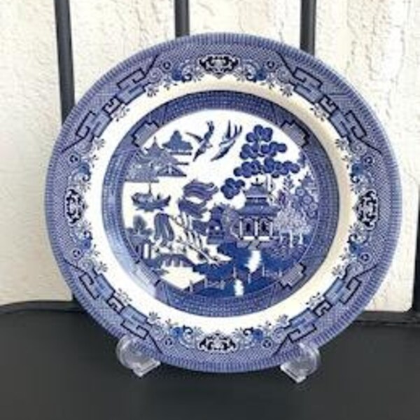 Churchill Blue Willow Dinner Plate-Vintage Blue Willow Dinner Plate-Churchill made in England Dinner Plate-Vintage Churchill Dinner Plate