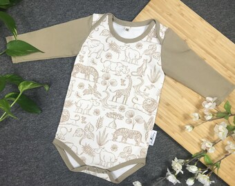 Baby bodysuit with a safari motif