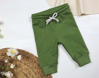 Baby pants in baggy style | olive green | toddler and children's pants | elastic waist baggy pants