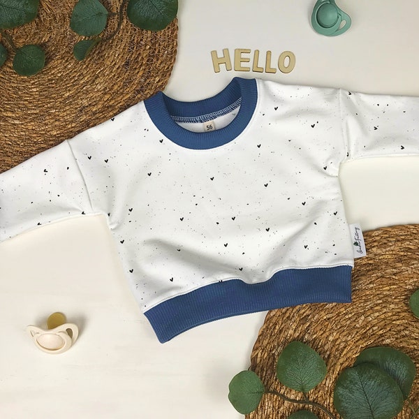 oversized baby sweatshirt with hearts, size. 56-92